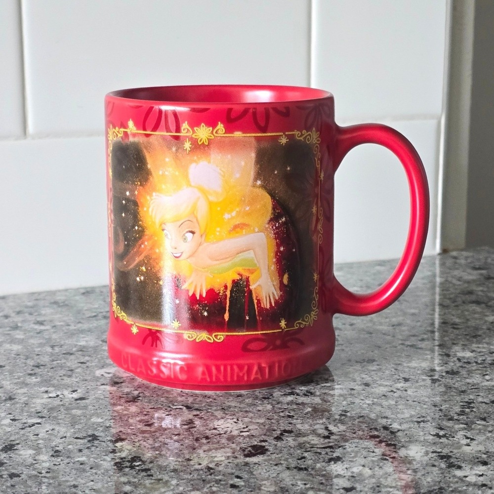 Disney Store Tinker Bell Peter Pan Classic Animation Coffee Tea Mug Red 12oz.‎